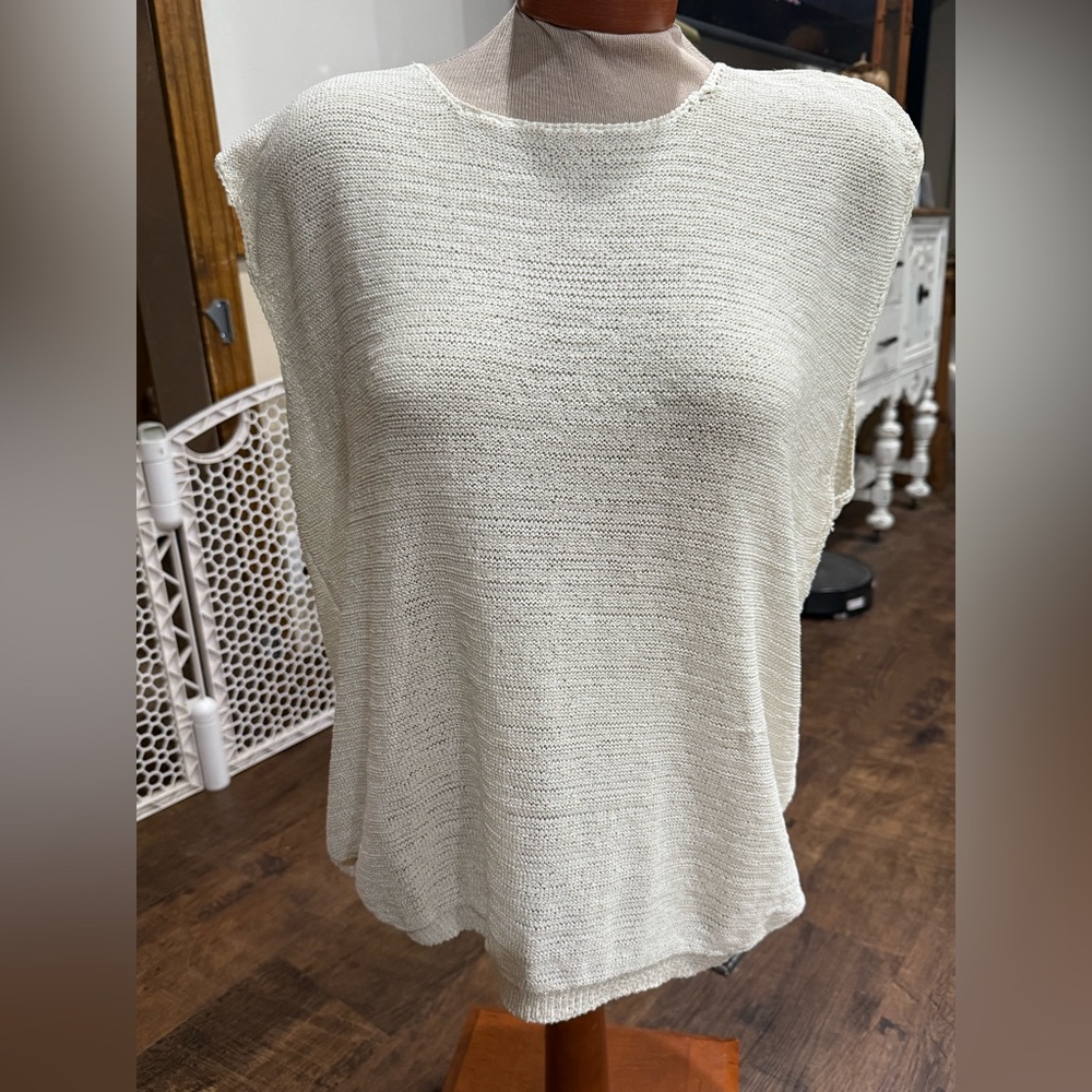 Cream Knit Sleeveless Top